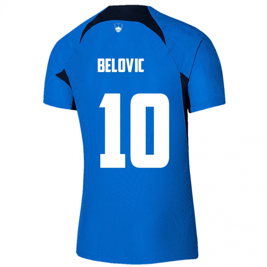 キッズフットボールスロベニアNik Belovic#10青アウェイシャツ24-26ジャージーユニフォーム