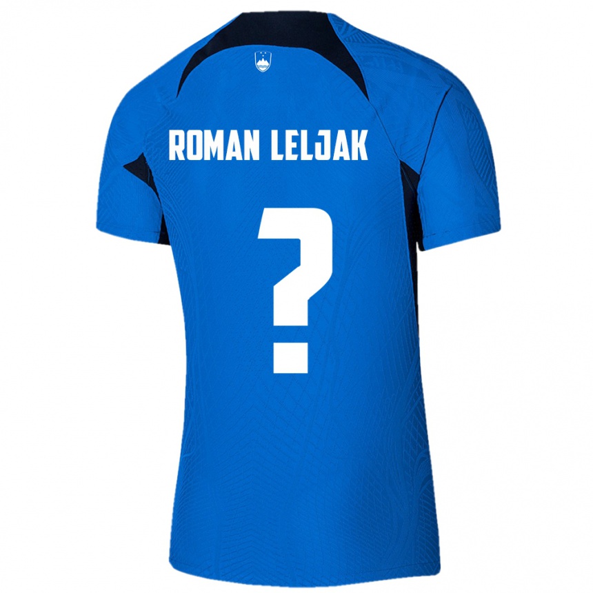 キッズフットボールスロベニアNejc Roman Leljak#0青アウェイシャツ24-26ジャージーユニフォーム