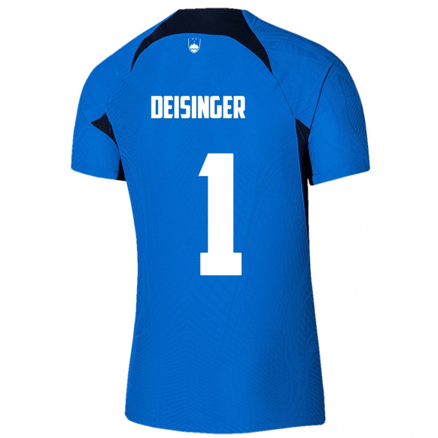 キッズフットボールスロベニアNik Deisinger#1青アウェイシャツ24-26ジャージーユニフォーム