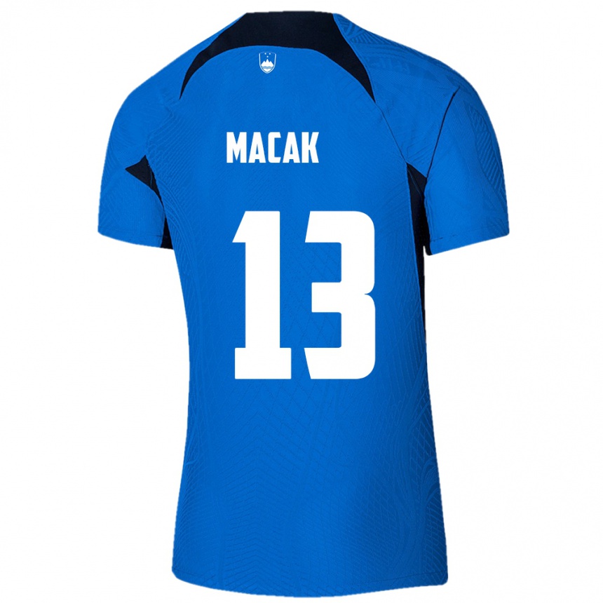 キッズフットボールスロベニアTian Macak#13青アウェイシャツ24-26ジャージーユニフォーム