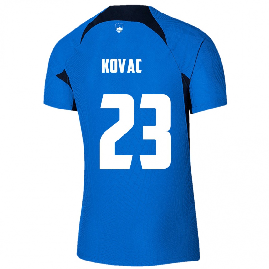 キッズフットボールスロベニアBlaz Kovac#23青アウェイシャツ24-26ジャージーユニフォーム