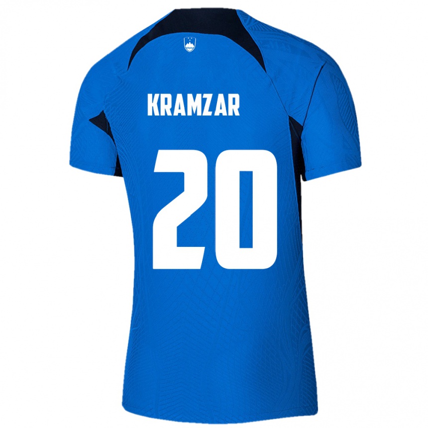 キッズフットボールスロベニアZara Kramžar#20青アウェイシャツ24-26ジャージーユニフォーム