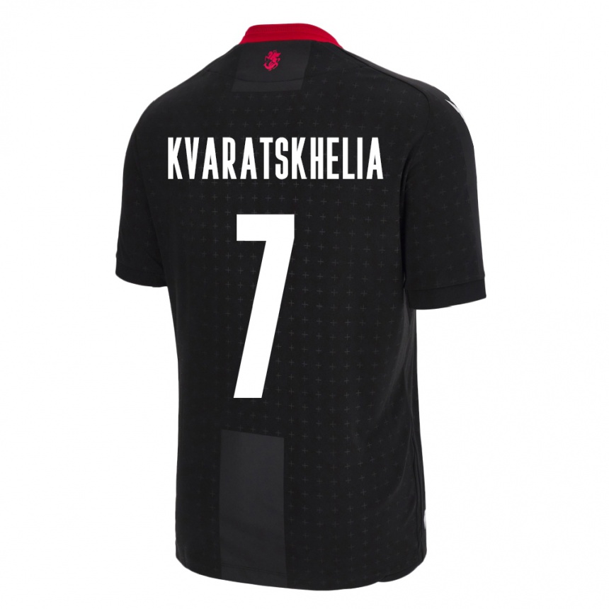 キッズフットボールジョージアクヴィチャ・クワラツヘリア#7黒アウェイシャツ24-26ジャージーユニフォーム