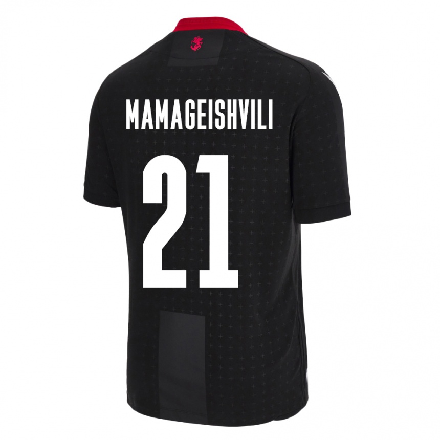 キッズフットボールジョージアOtar Mamageishvili#21黒アウェイシャツ24-26ジャージーユニフォーム