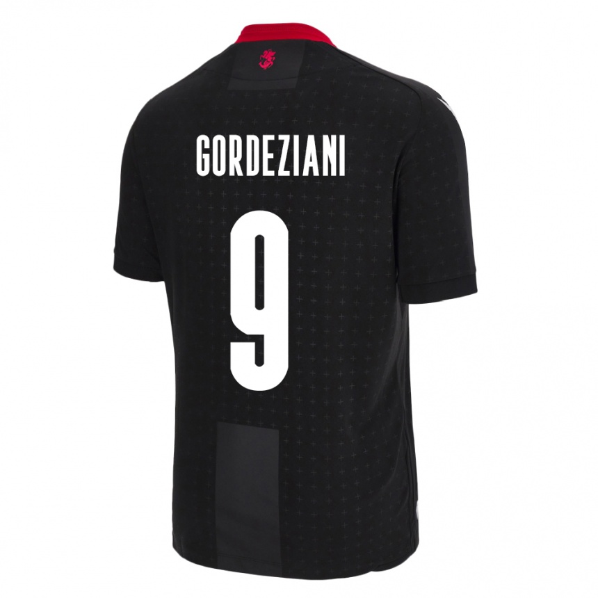 キッズフットボールジョージアVasilios Gordeziani#9黒アウェイシャツ24-26ジャージーユニフォーム