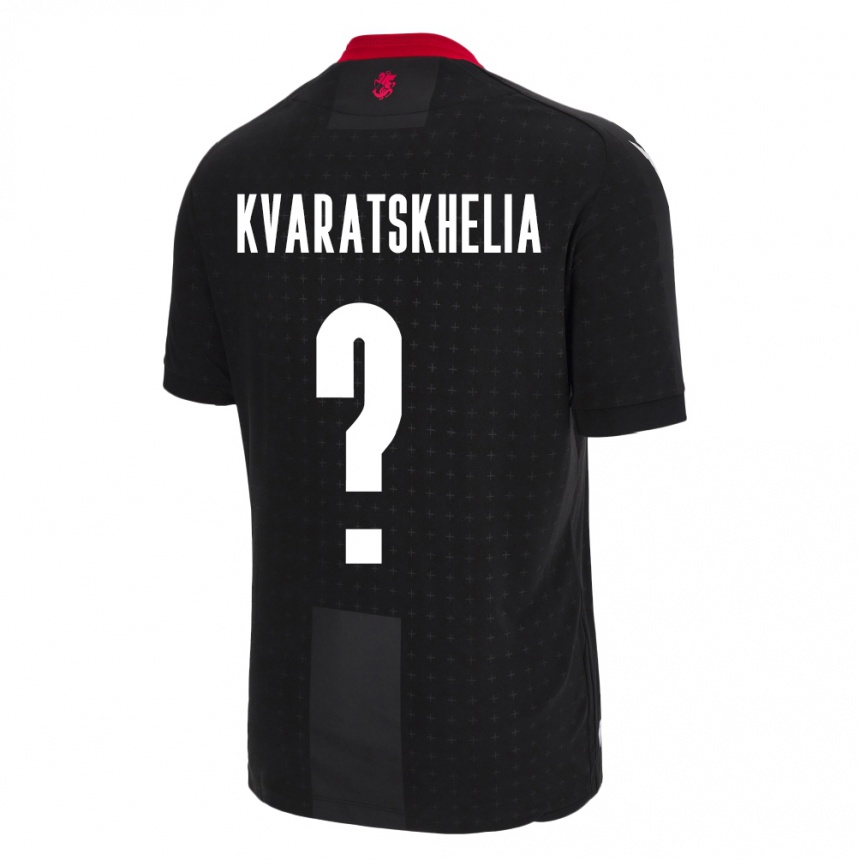 キッズフットボールジョージアLasha Kvaratskhelia#0黒アウェイシャツ24-26ジャージーユニフォーム