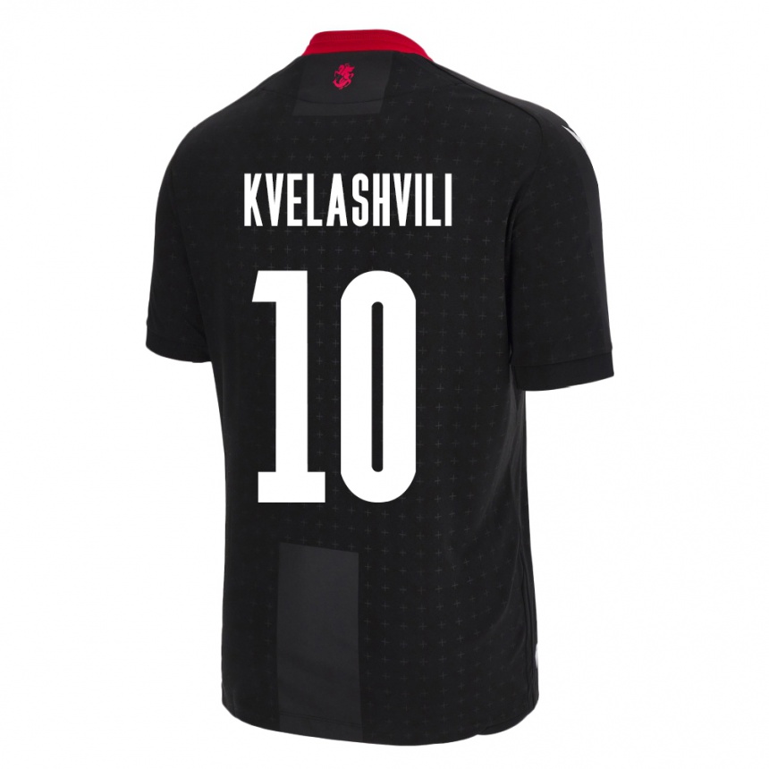 キッズフットボールジョージアNikoloz Kvelashvili#10黒アウェイシャツ24-26ジャージーユニフォーム