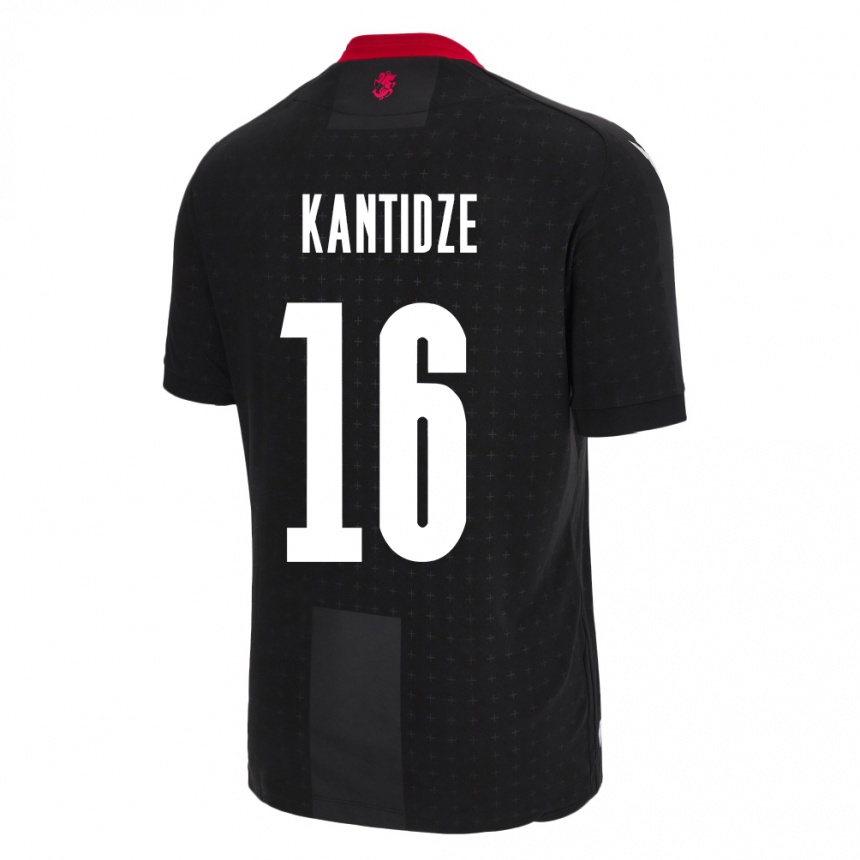 キッズフットボールジョージアNikoloz Kantidze#16黒アウェイシャツ24-26ジャージーユニフォーム