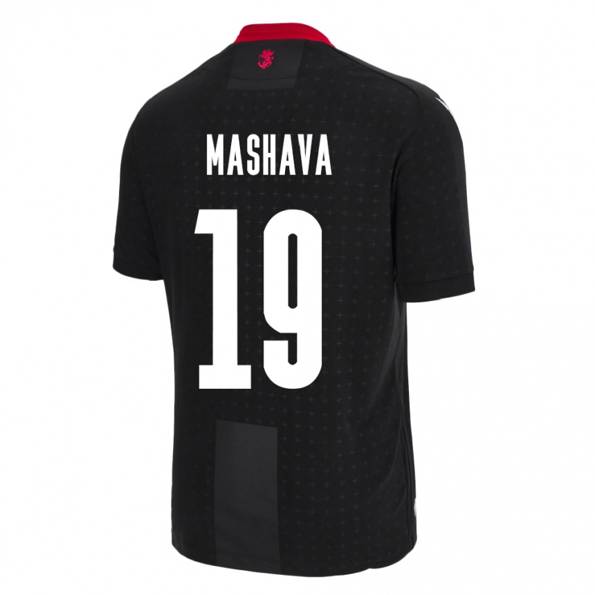 キッズフットボールジョージアAvtandil Mashava#19黒アウェイシャツ24-26ジャージーユニフォーム