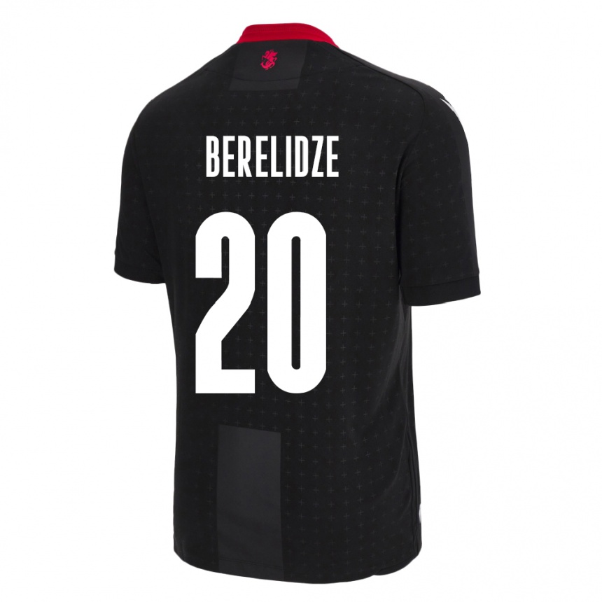 キッズフットボールジョージアTsotne Berelidze#20黒アウェイシャツ24-26ジャージーユニフォーム