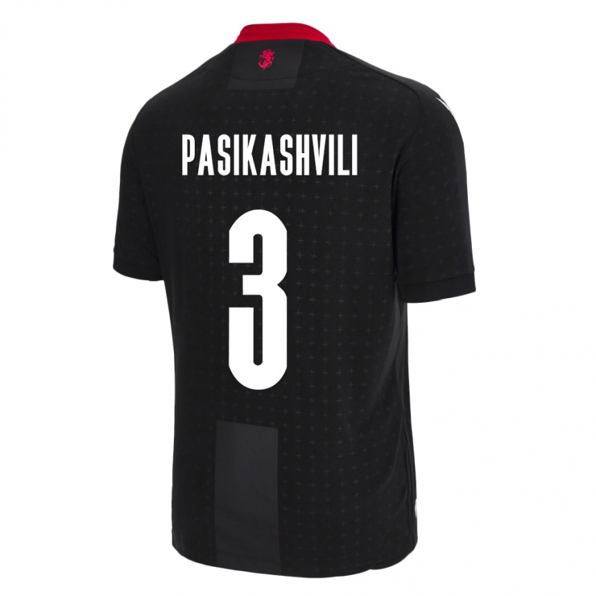 キッズフットボールジョージアNino Pasikashvili#3黒アウェイシャツ24-26ジャージーユニフォーム