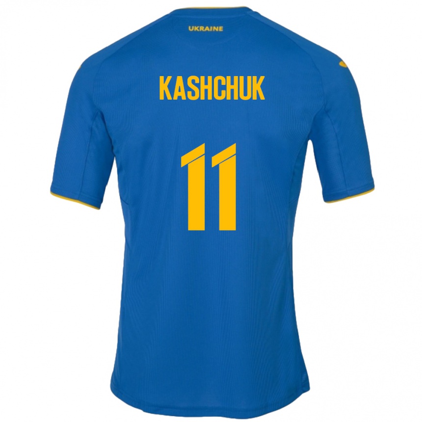 キッズフットボールウクライナオレクセイ・カシュチュク#11青アウェイシャツ24-26ジャージーユニフォーム