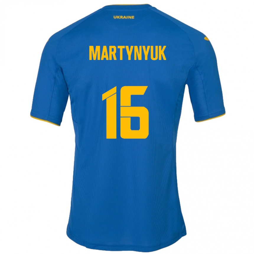 キッズフットボールウクライナOleksandr Martynyuk#16青アウェイシャツ24-26ジャージーユニフォーム