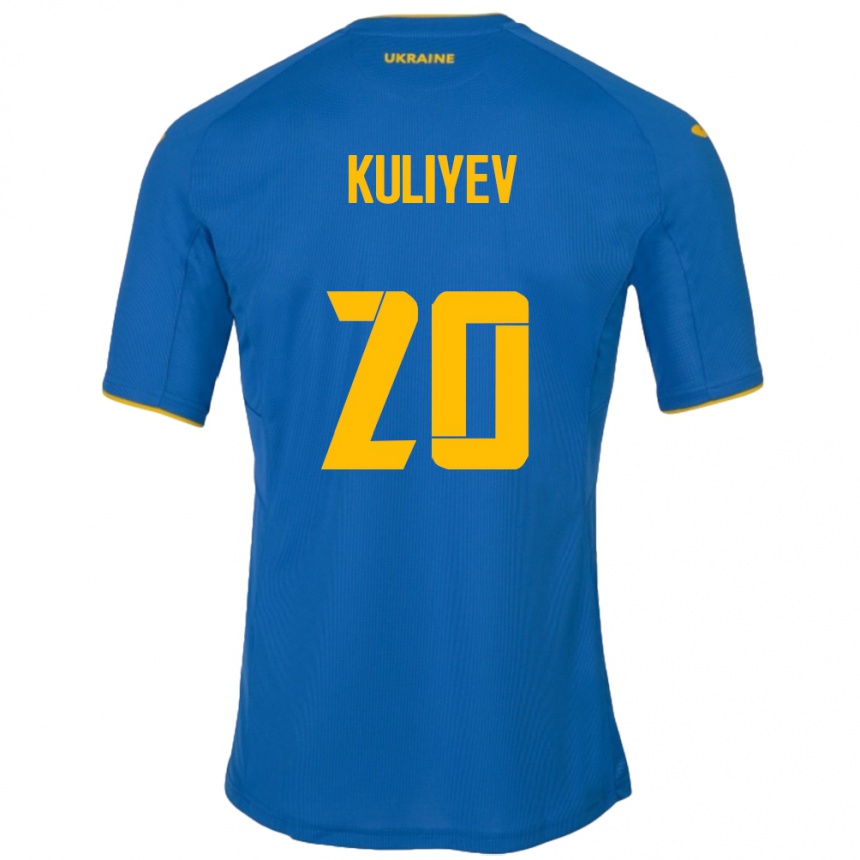 キッズフットボールウクライナEldar Kuliyev#20青アウェイシャツ24-26ジャージーユニフォーム