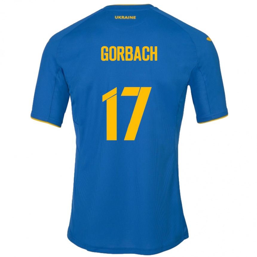 キッズフットボールウクライナIgor Gorbach#17青アウェイシャツ24-26ジャージーユニフォーム