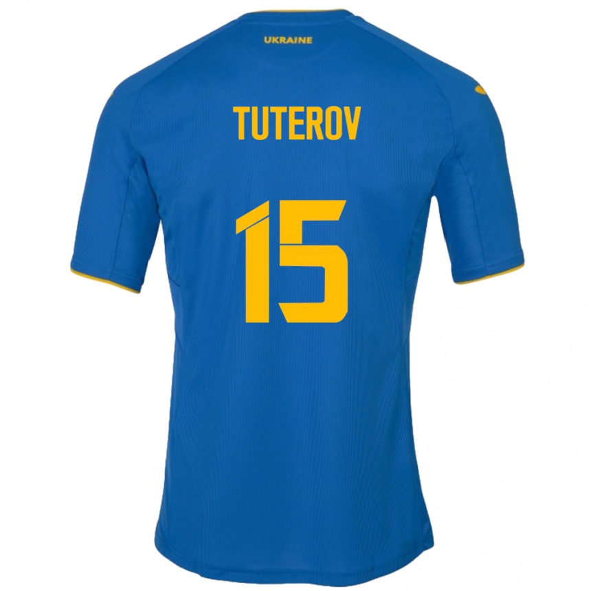 キッズフットボールウクライナTimur Tuterov#15青アウェイシャツ24-26ジャージーユニフォーム