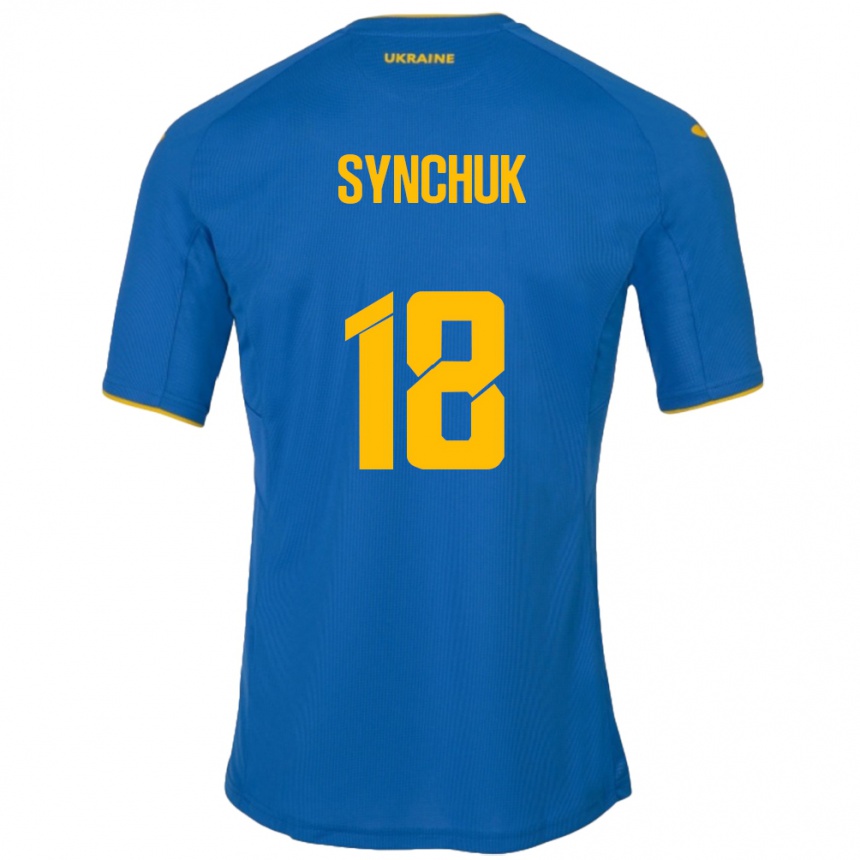 キッズフットボールウクライナGennadiy Synchuk#18青アウェイシャツ24-26ジャージーユニフォーム