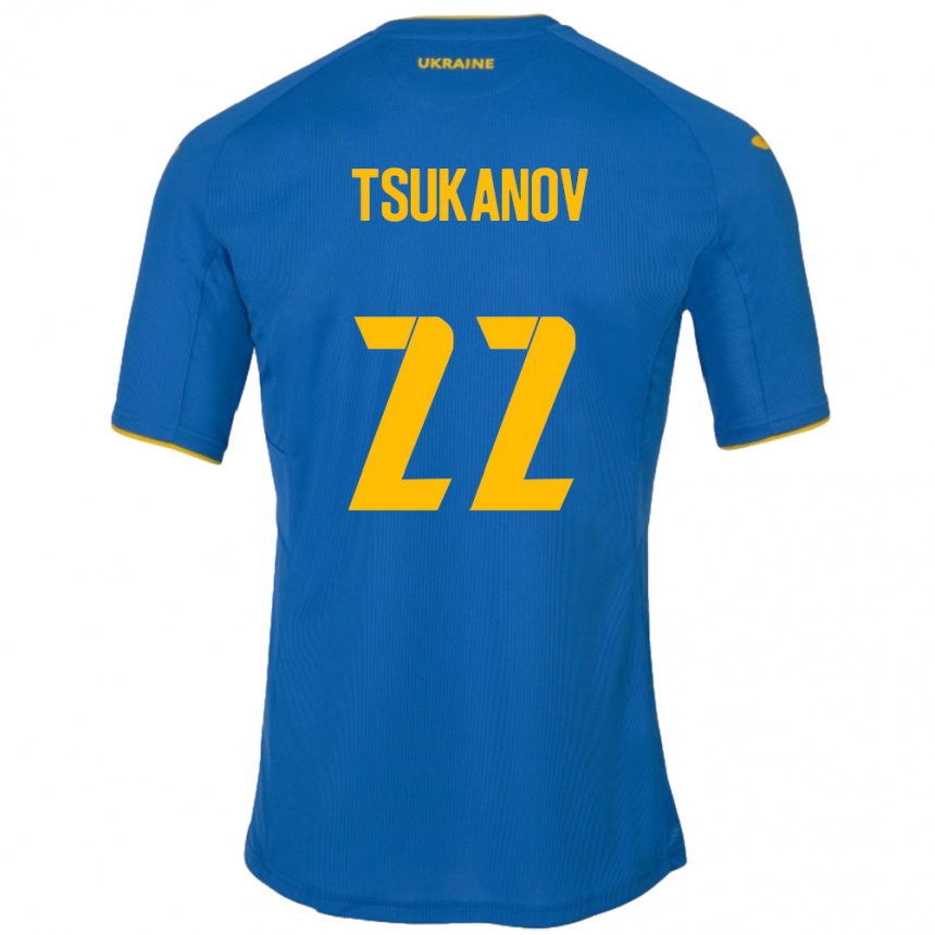 キッズフットボールウクライナViktor Tsukanov#22青アウェイシャツ24-26ジャージーユニフォーム