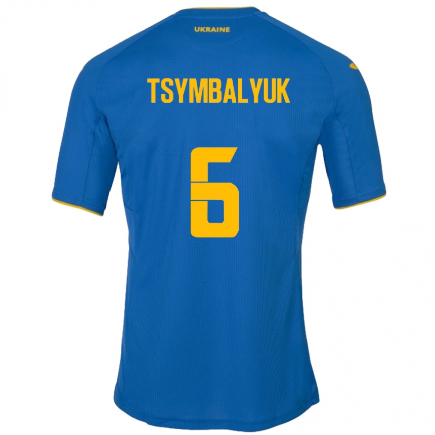 キッズフットボールウクライナMaksym Tsymbalyuk#6青アウェイシャツ24-26ジャージーユニフォーム