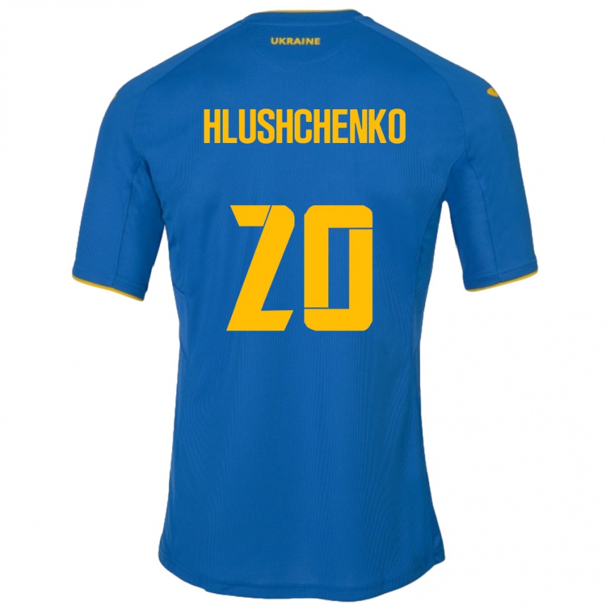 キッズフットボールウクライナInna Hlushchenko#20青アウェイシャツ24-26ジャージーユニフォーム