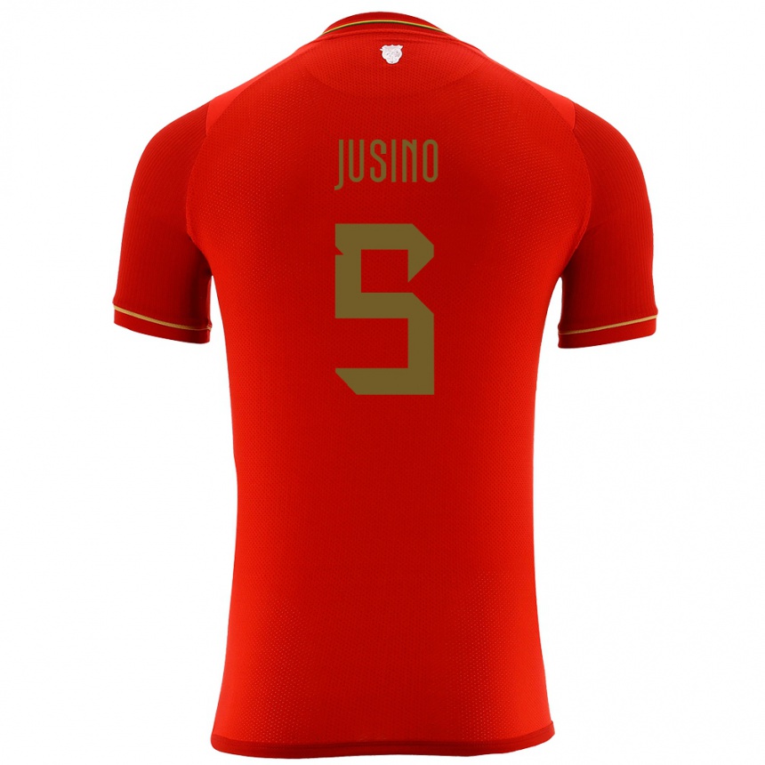 キッズフットボールボリビアアドリアン・フシノ#5赤アウェイシャツ24-26ジャージーユニフォーム