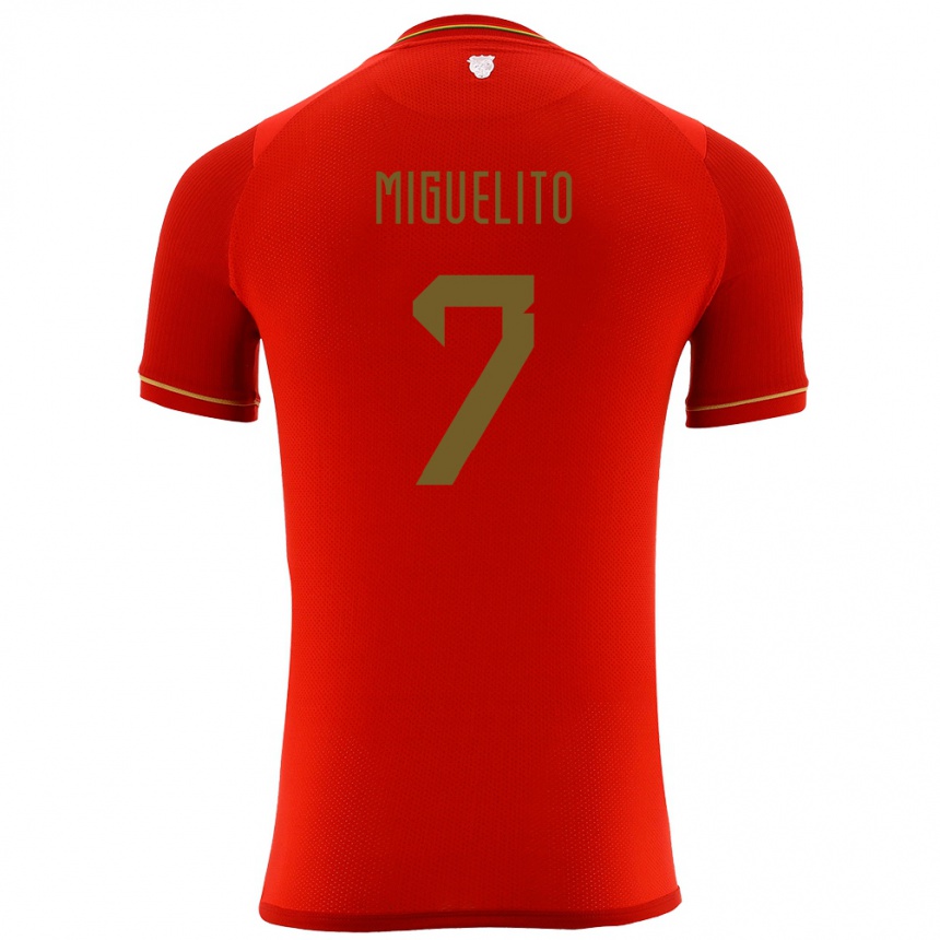 キッズフットボールボリビアMiguelito#7赤アウェイシャツ24-26ジャージーユニフォーム