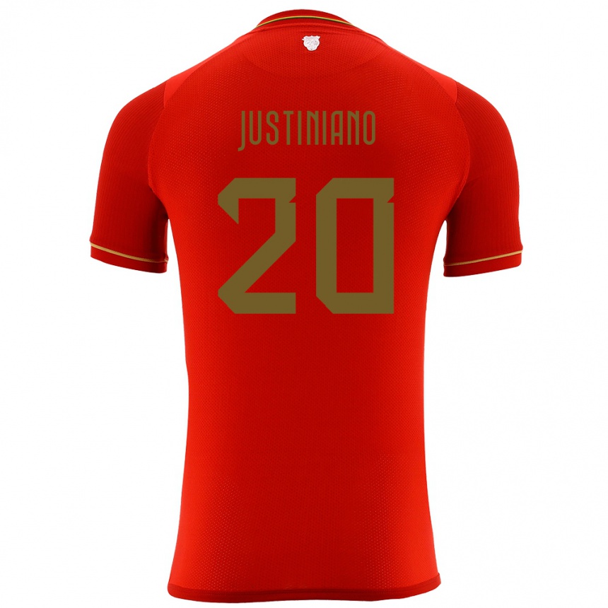 キッズフットボールボリビアLeonardo Justiniano#20赤アウェイシャツ24-26ジャージーユニフォーム