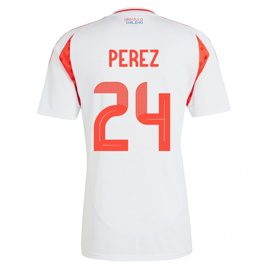 キッズフットボールチリCésar Pérez#24白アウェイシャツ24-26ジャージーユニフォーム