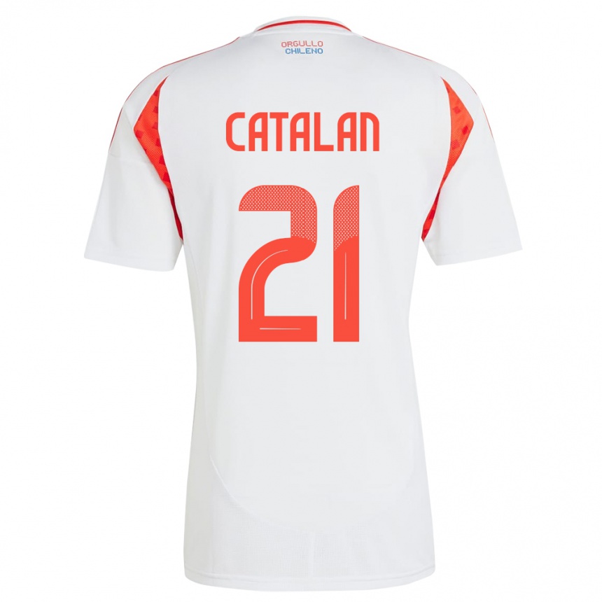 キッズフットボールチリMatías Catalán#21白アウェイシャツ24-26ジャージーユニフォーム