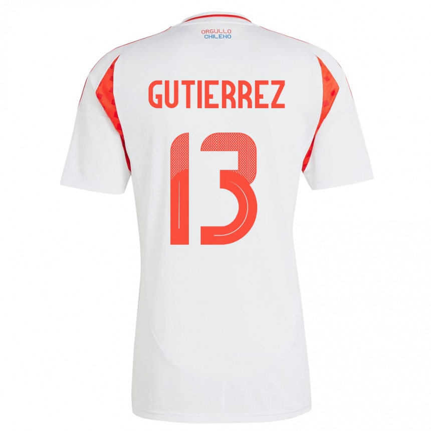 キッズフットボールチリDaniel Gutiérrez#13白アウェイシャツ24-26ジャージーユニフォーム