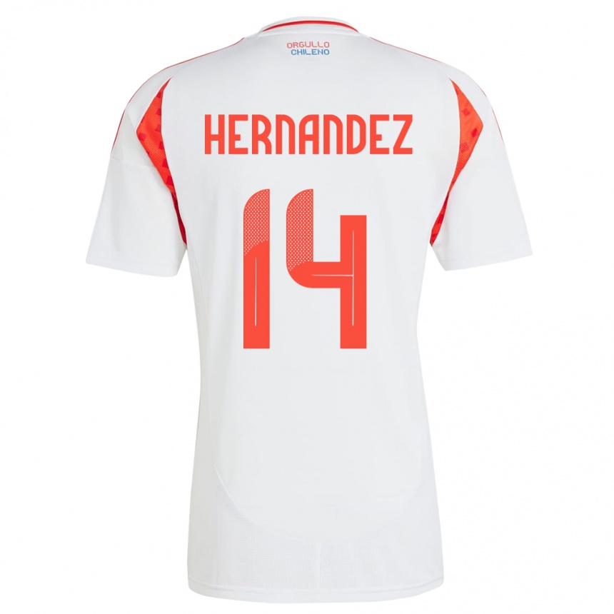 キッズフットボールチリLeandro Hernández#14白アウェイシャツ24-26ジャージーユニフォーム