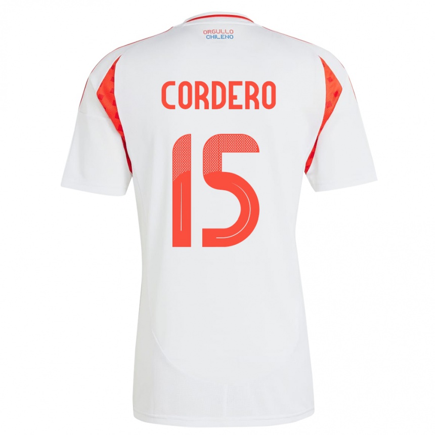 キッズフットボールチリRenato Cordero#15白アウェイシャツ24-26ジャージーユニフォーム