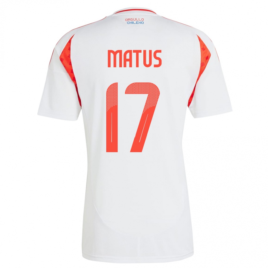 キッズフットボールチリEsteban Matus#17白アウェイシャツ24-26ジャージーユニフォーム