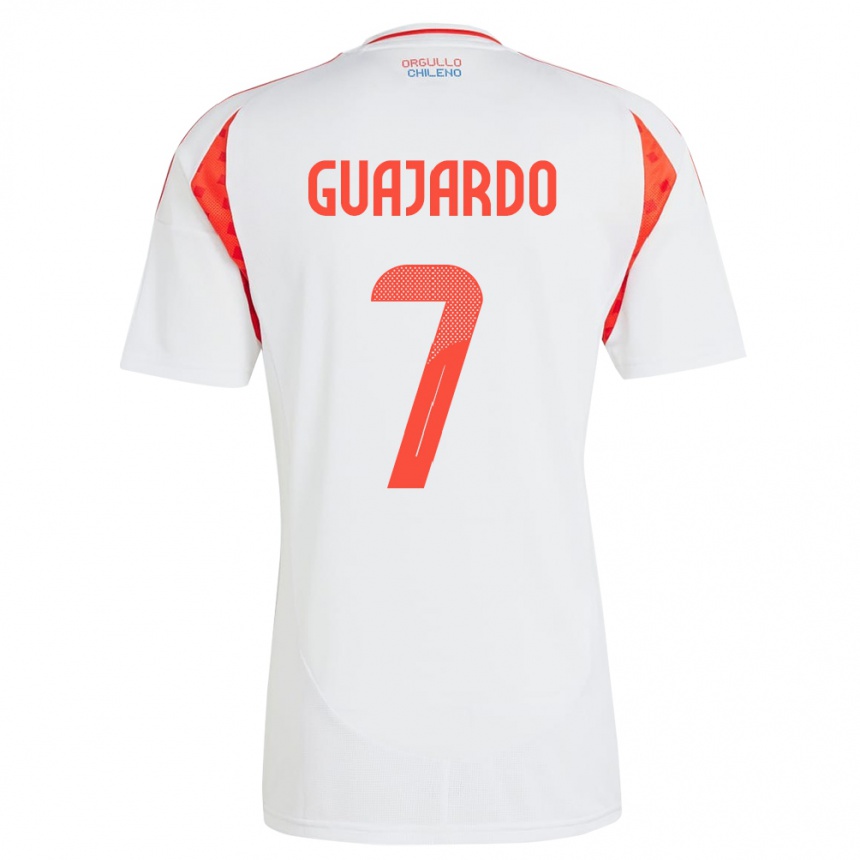 キッズフットボールチリPaolo Guajardo#7白アウェイシャツ24-26ジャージーユニフォーム