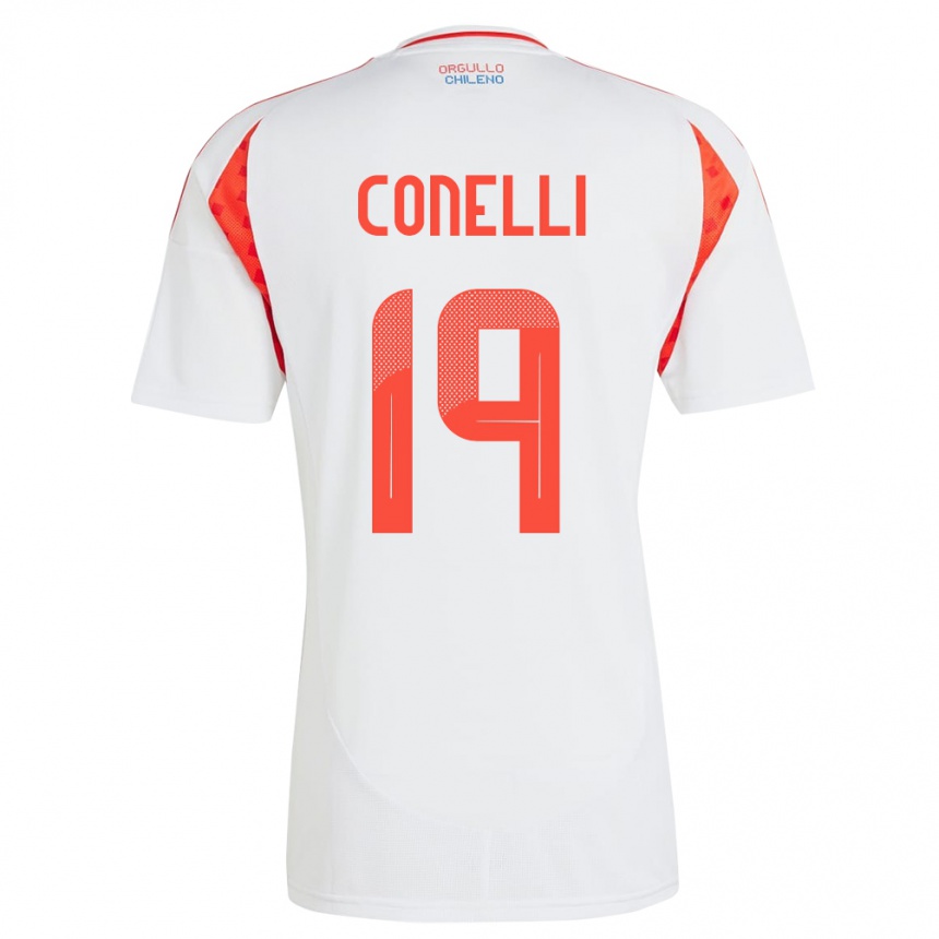 キッズフットボールチリVicente Conelli#19白アウェイシャツ24-26ジャージーユニフォーム