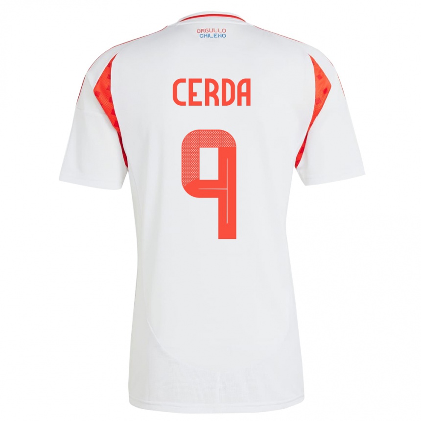 キッズフットボールチリAxel Cerda#9白アウェイシャツ24-26ジャージーユニフォーム