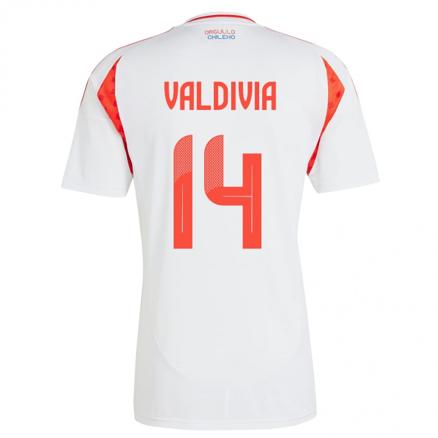 キッズフットボールチリFelipe Valdivia#14白アウェイシャツ24-26ジャージーユニフォーム