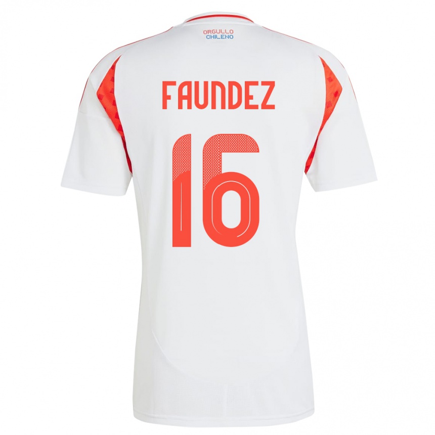 キッズフットボールチリFelipe Faúndez#16白アウェイシャツ24-26ジャージーユニフォーム