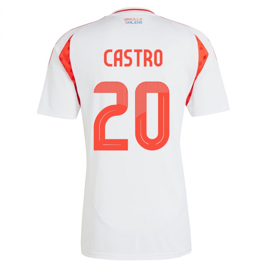 キッズフットボールチリBenjamín Castro#20白アウェイシャツ24-26ジャージーユニフォーム