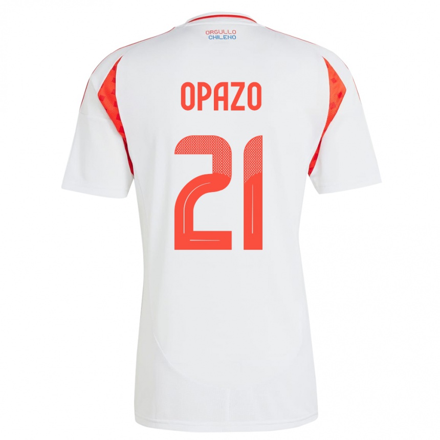 キッズフットボールチリDiego Opazo#21白アウェイシャツ24-26ジャージーユニフォーム