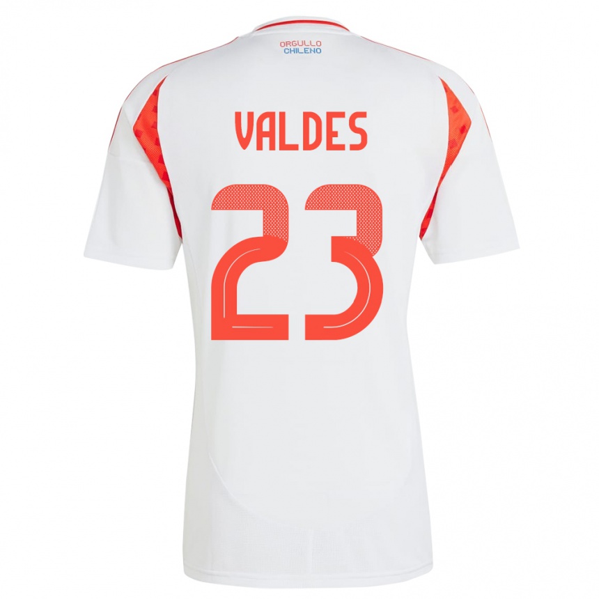 キッズフットボールチリFrancisco Valdés#23白アウェイシャツ24-26ジャージーユニフォーム
