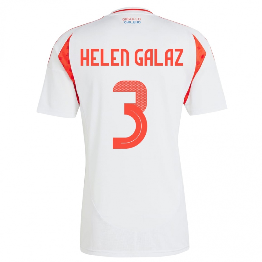 キッズフットボールチリSu Helen Galaz#3白アウェイシャツ24-26ジャージーユニフォーム