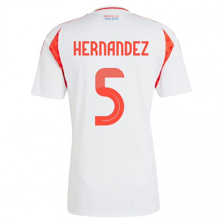 キッズフットボールチリMonserrat Hernández#5白アウェイシャツ24-26ジャージーユニフォーム