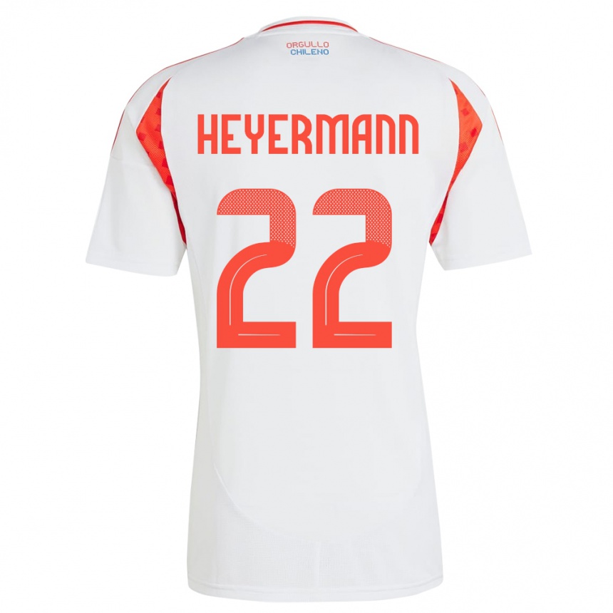 キッズフットボールチリAgustina Heyermann#22白アウェイシャツ24-26ジャージーユニフォーム