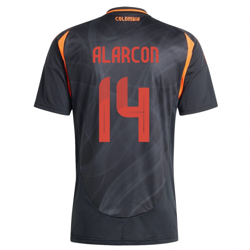 キッズフットボールコロンビアAndrés Alarcón#14黒アウェイシャツ24-26ジャージーユニフォーム