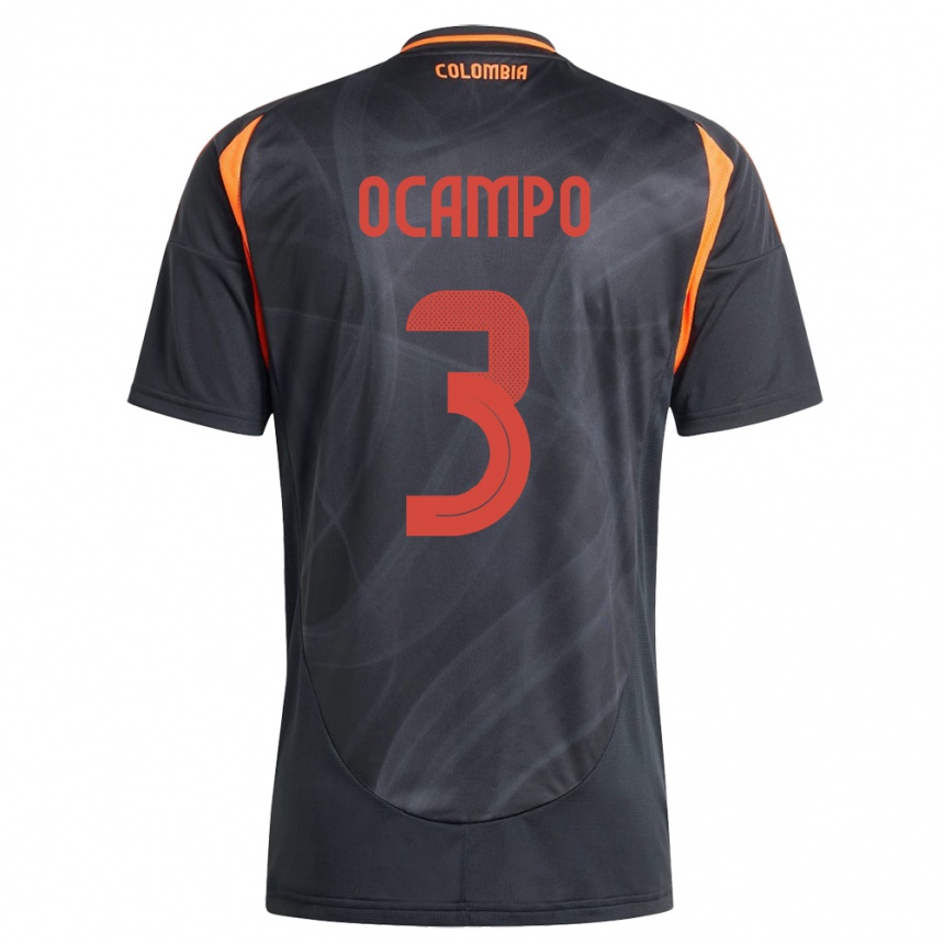 キッズフットボールコロンビアÉdier Ocampo#3黒アウェイシャツ24-26ジャージーユニフォーム