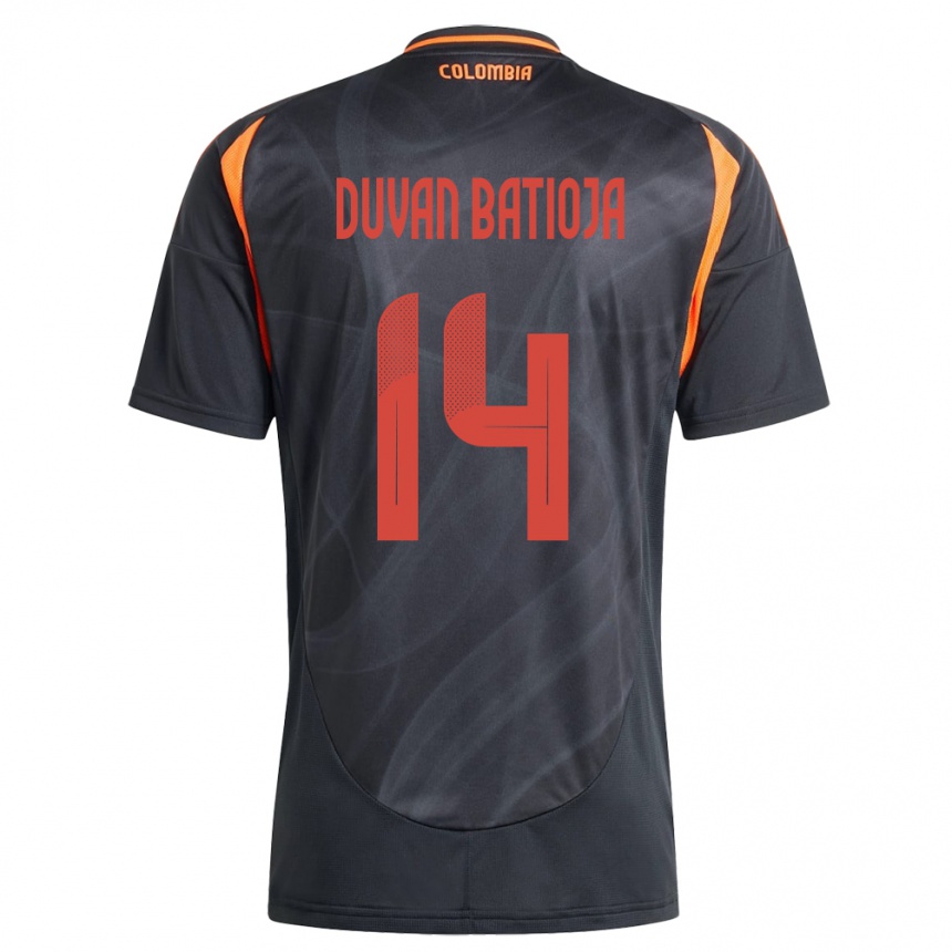 キッズフットボールコロンビアAndy Duván Batioja#14黒アウェイシャツ24-26ジャージーユニフォーム