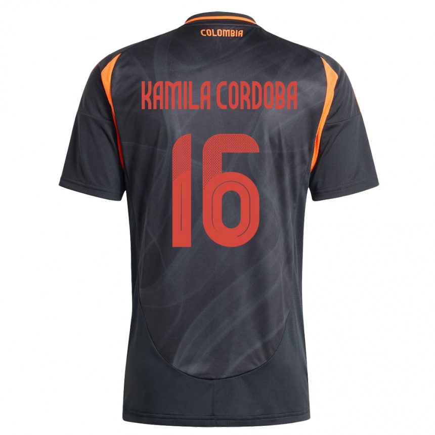 キッズフットボールコロンビアSara Kamila Córdoba#16黒アウェイシャツ24-26ジャージーユニフォーム