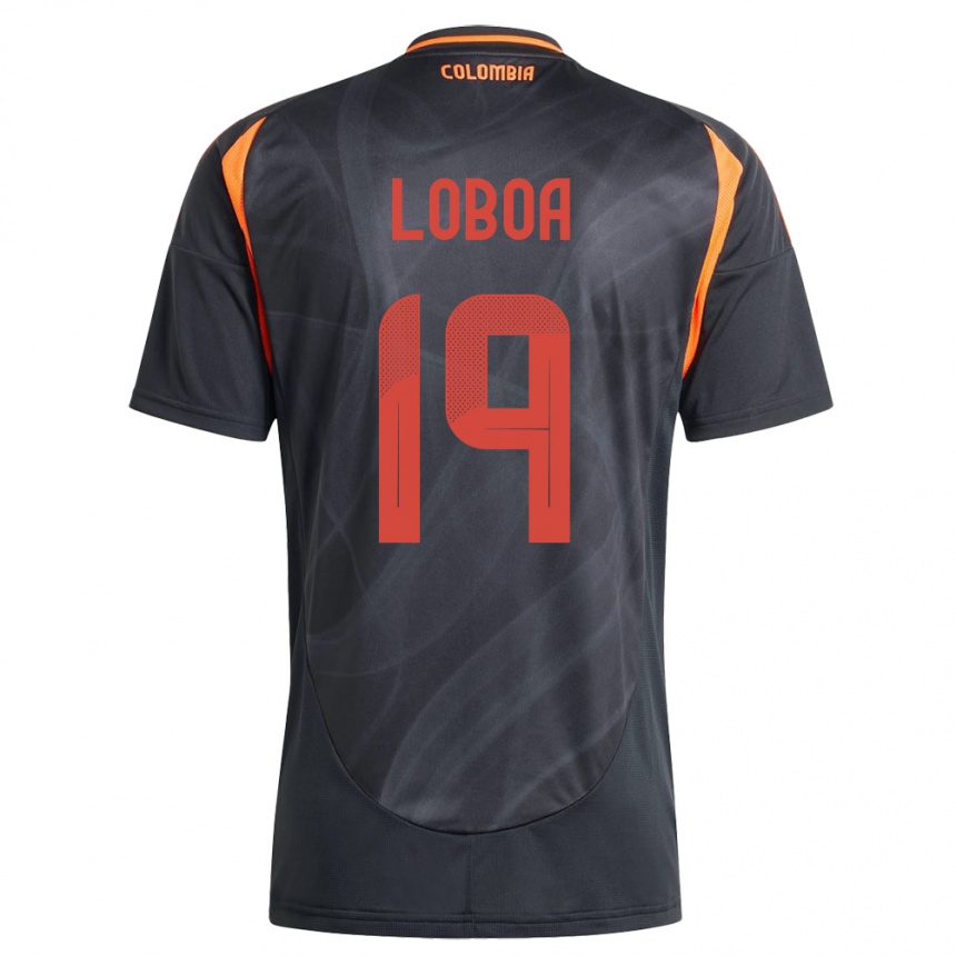 キッズフットボールコロンビアValerin Loboa#19黒アウェイシャツ24-26ジャージーユニフォーム