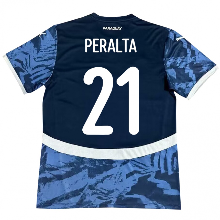 キッズフットボールパラグアイFabrizio Peralta#21青アウェイシャツ24-26ジャージーユニフォーム